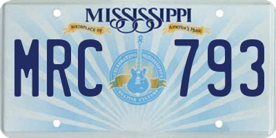 MS license plate MRC793