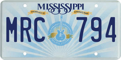 MS license plate MRC794