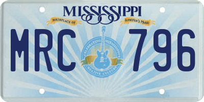 MS license plate MRC796