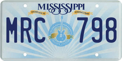 MS license plate MRC798