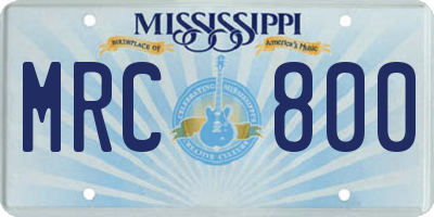 MS license plate MRC800