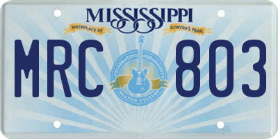 MS license plate MRC803