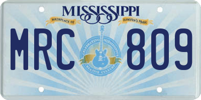 MS license plate MRC809