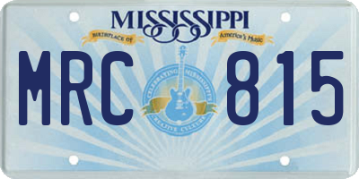 MS license plate MRC815