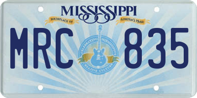 MS license plate MRC835