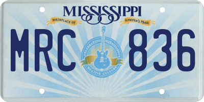 MS license plate MRC836
