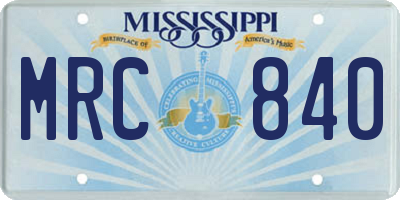 MS license plate MRC840