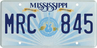 MS license plate MRC845