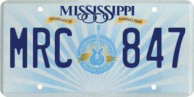 MS license plate MRC847