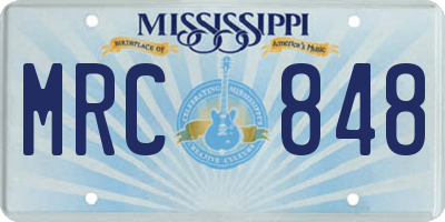 MS license plate MRC848