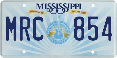 MS license plate MRC854