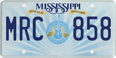 MS license plate MRC858