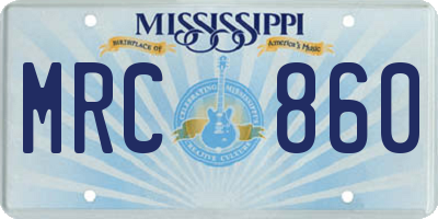 MS license plate MRC860