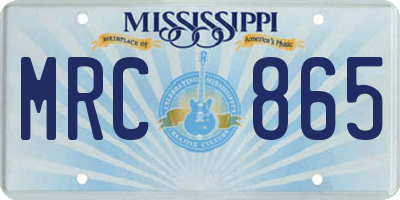 MS license plate MRC865