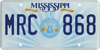 MS license plate MRC868