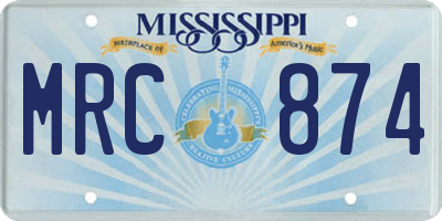 MS license plate MRC874