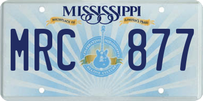 MS license plate MRC877