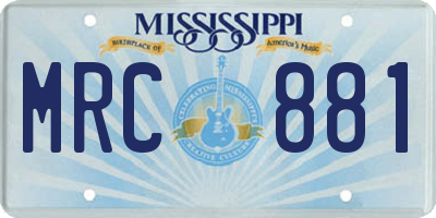 MS license plate MRC881