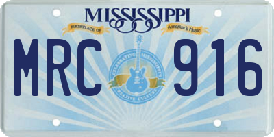 MS license plate MRC916