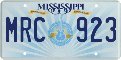 MS license plate MRC923