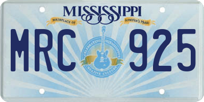 MS license plate MRC925