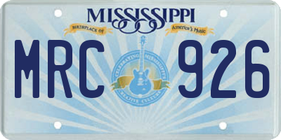 MS license plate MRC926