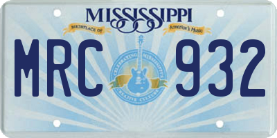 MS license plate MRC932