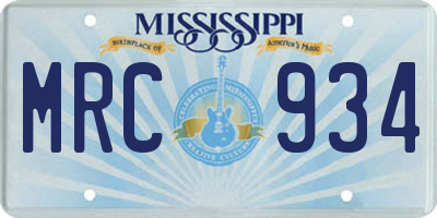 MS license plate MRC934