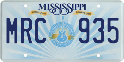 MS license plate MRC935