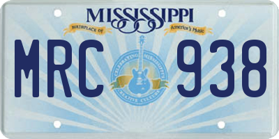 MS license plate MRC938
