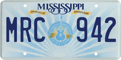 MS license plate MRC942