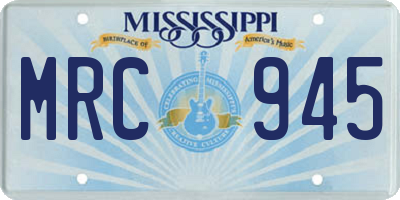 MS license plate MRC945
