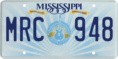 MS license plate MRC948