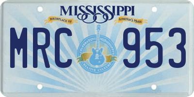 MS license plate MRC953