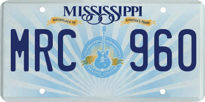 MS license plate MRC960