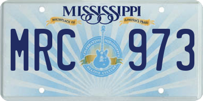 MS license plate MRC973