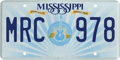 MS license plate MRC978