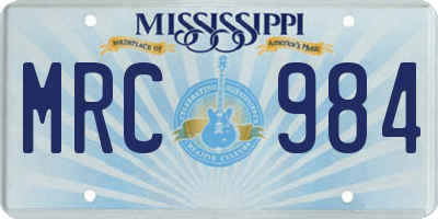 MS license plate MRC984