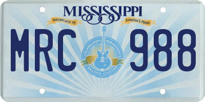 MS license plate MRC988