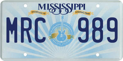 MS license plate MRC989