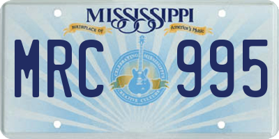 MS license plate MRC995