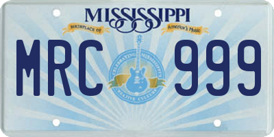 MS license plate MRC999