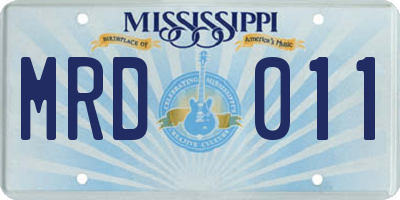 MS license plate MRD011