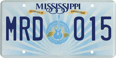 MS license plate MRD015