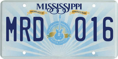 MS license plate MRD016