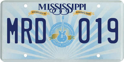 MS license plate MRD019