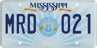 MS license plate MRD021