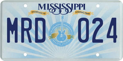 MS license plate MRD024