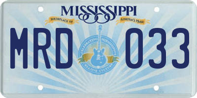 MS license plate MRD033