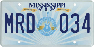 MS license plate MRD034